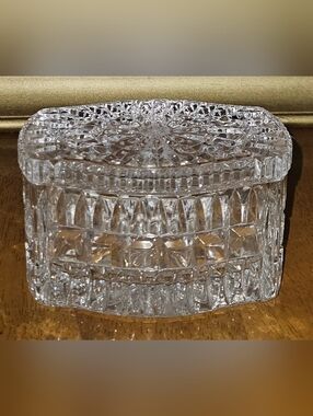 Crystal Oblong Ring Jewelry Trinket Box Coffin Design Flowers